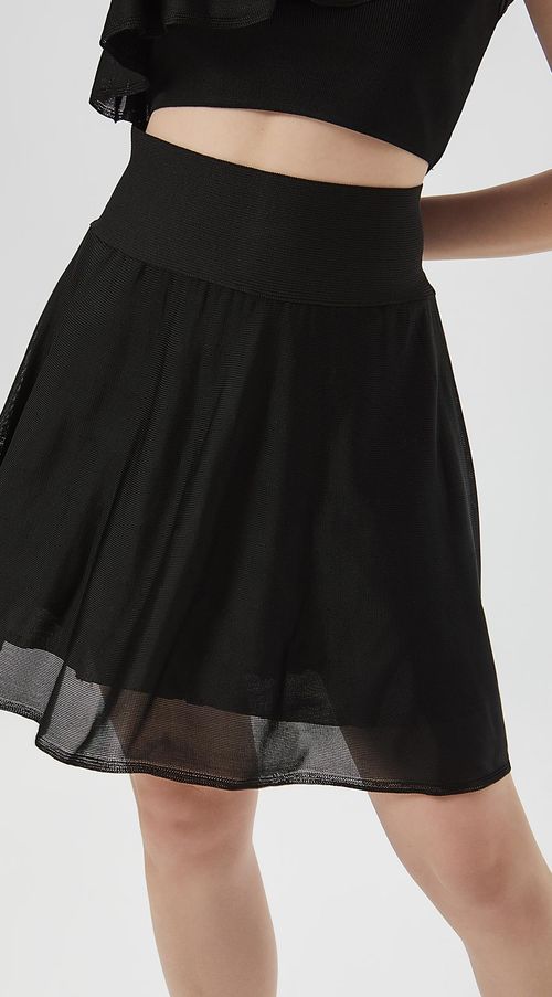 Saia Zinco Curta Godê Detalhe Elástico Preto