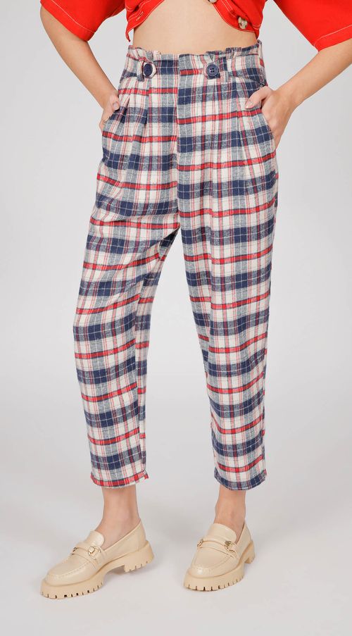 Calça Zinco Cenoura Cós Clochard Com Pregas Azul Marinho