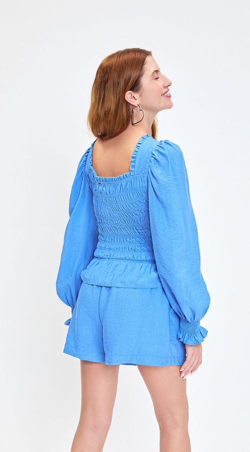 Shorts Zinco Evasê Bolso Faca Azul