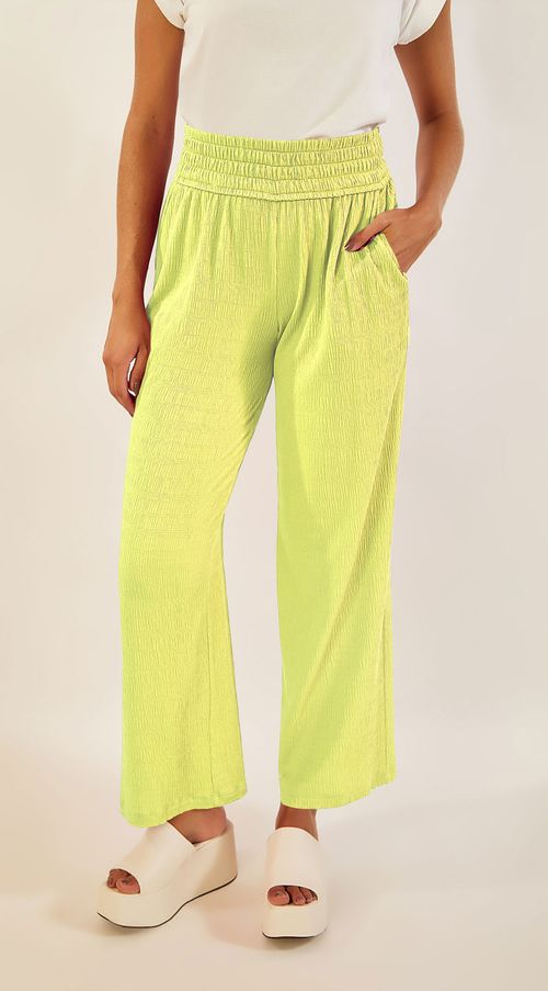 Calça Zinco Reta Cós Elástico Bolso Faca Verde Claro
