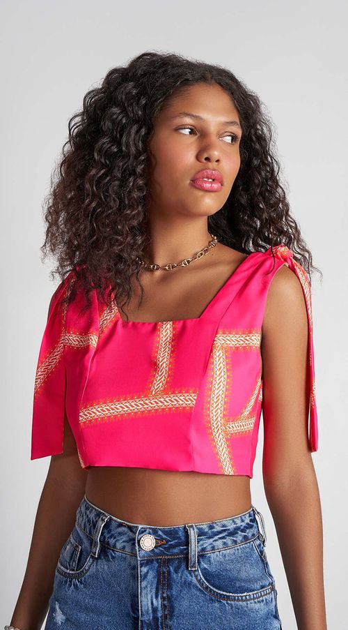 Regata Zinco Decote Reto Amarração Ombro Pink