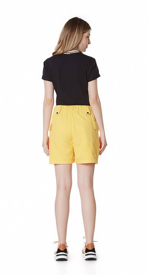 Bermuda Zinco Reta Bolso Cargo Amarelo
