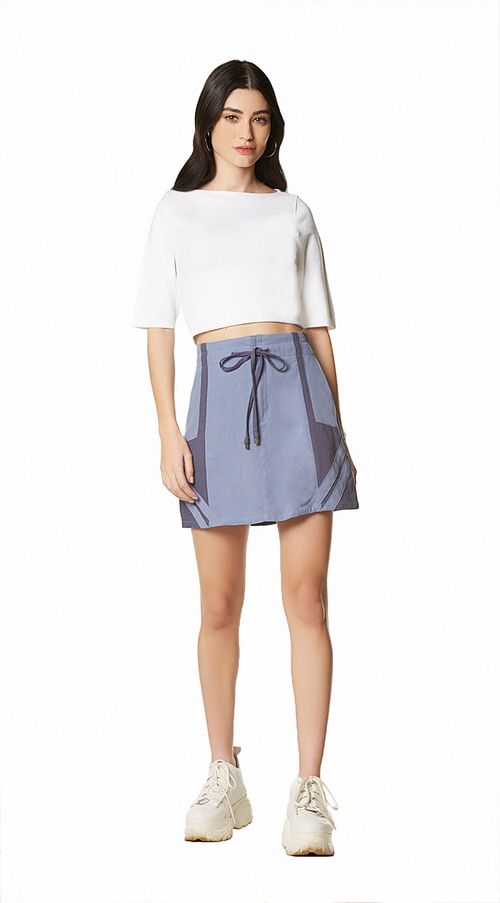 Saia Zinco Curta Linha A Bloco De Cores Azul