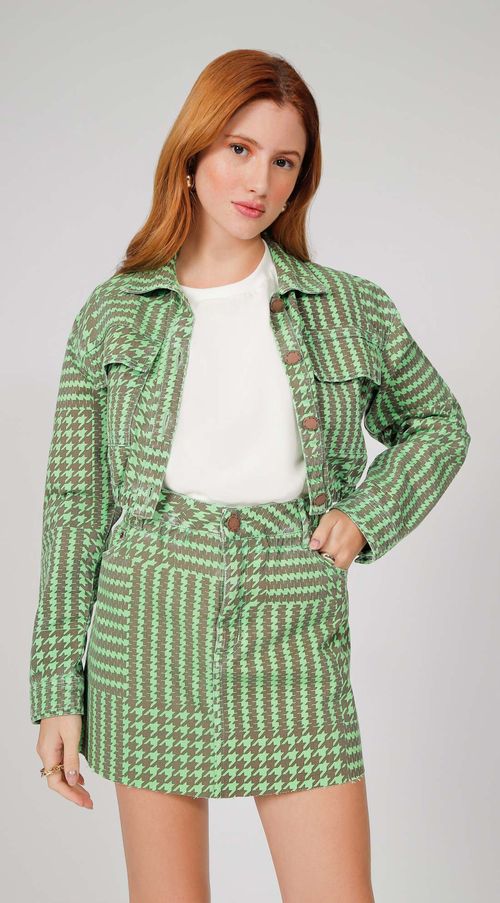 Saia Zinco Curta Five Pockets Barra Refilada Verde