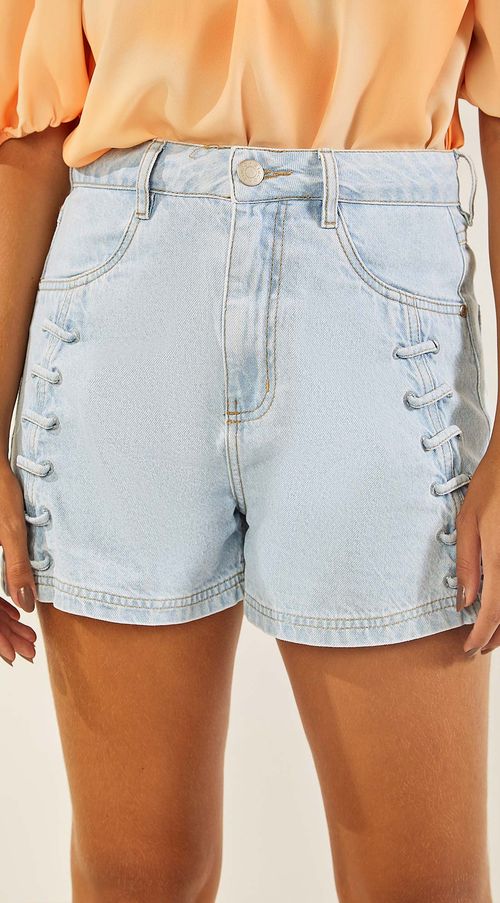 Shorts Zinco Linha A Detalhe Tranca Jeans