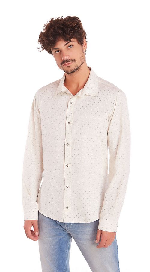Camisa Zinco Manga Longa Detalhe Cadarço Azul