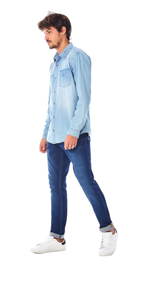 Camisa Zinco Manga Longa Básica Jeans