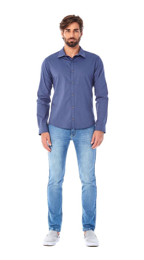 Camisa Zinco Manga Longa Básica Azul Marinho