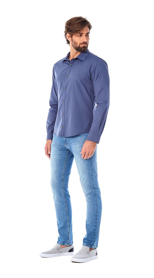 Camisa Zinco Manga Longa Básica Azul Marinho