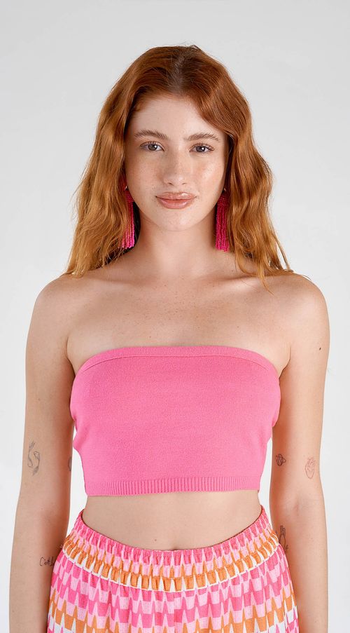 Top Zinco Faixa Tomara Que Caia Básico Pink