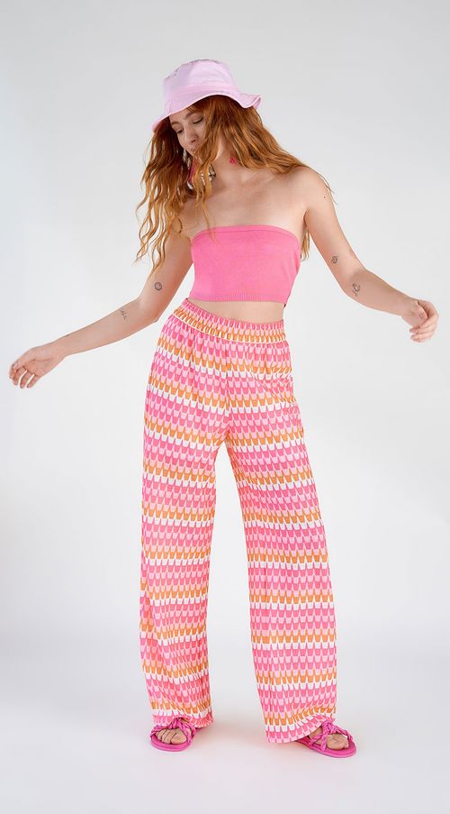 Calca Zinco Reta Cós Elástico Básica Pink