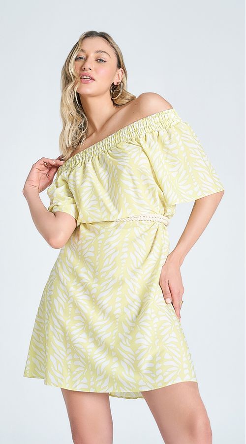 Vestido Zinco Curto Ombro A Ombro Com Amarração Verde Claro