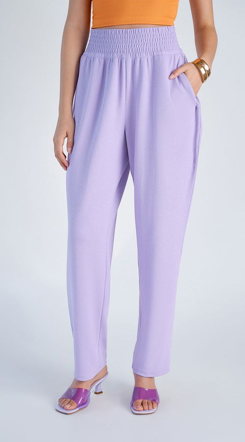 Calca Zinco Cenoura Cós Alto Detalhe Elástico Lilas