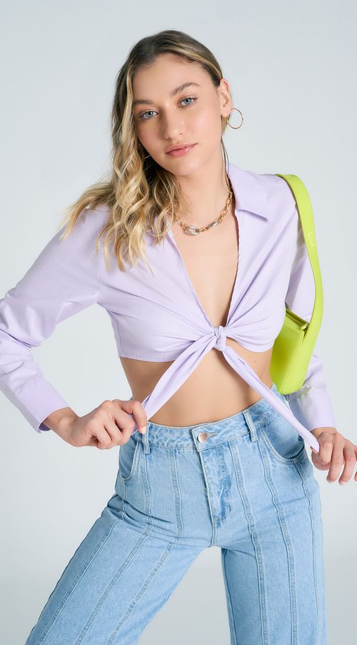 Camisa Zinco Manga Longa Com Amarração Lilas