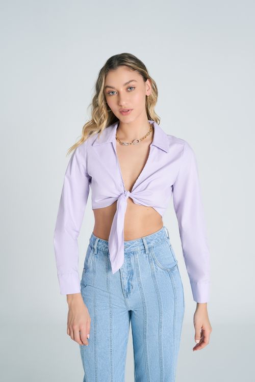 Camisa Zinco Manga Longa Com Amarração Lilas