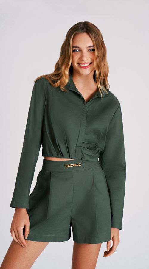 Shorts Zinco Linha A Detalhe Cós Verde