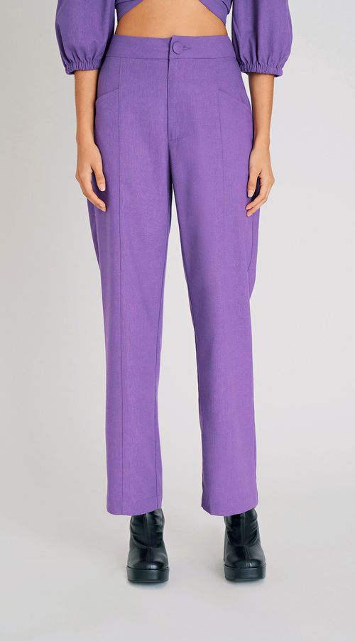 Calca Zinco Wide Cós Alto Bolso Frontal Roxo