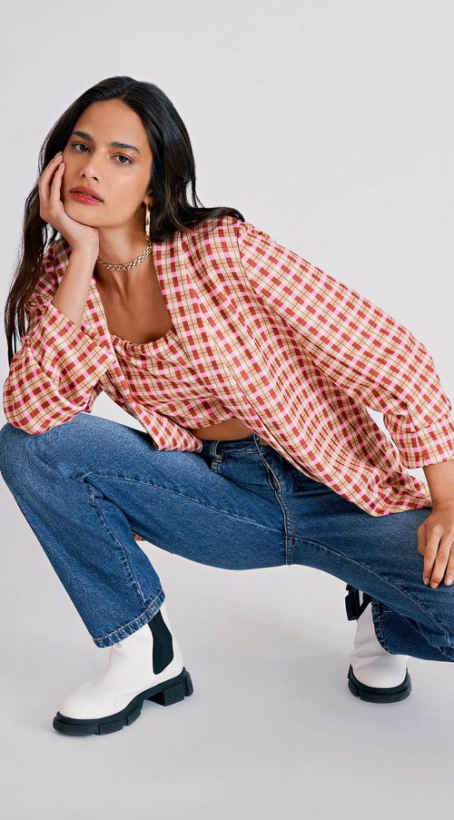 Blazer Zinco Detalhe Manga Rosa