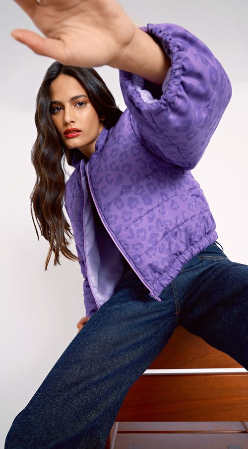 Jaqueta Zinco Cropped Puffer Roxo