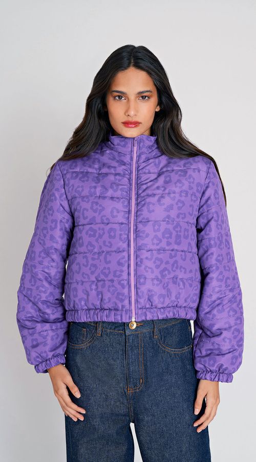 Jaqueta Zinco Cropped Puffer Roxo