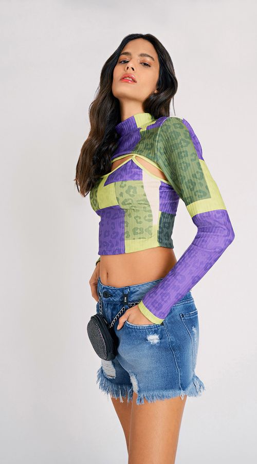 Blusa Zinco Gola Alta Manga Longa Com Regata Verde