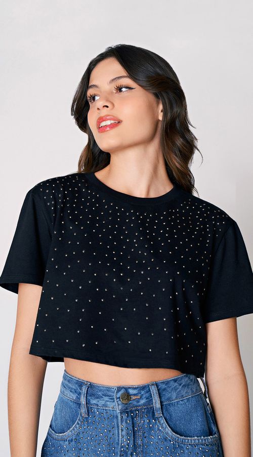 T-Shirt Zinco Decote Redondo Detalhe Termocolante Preto