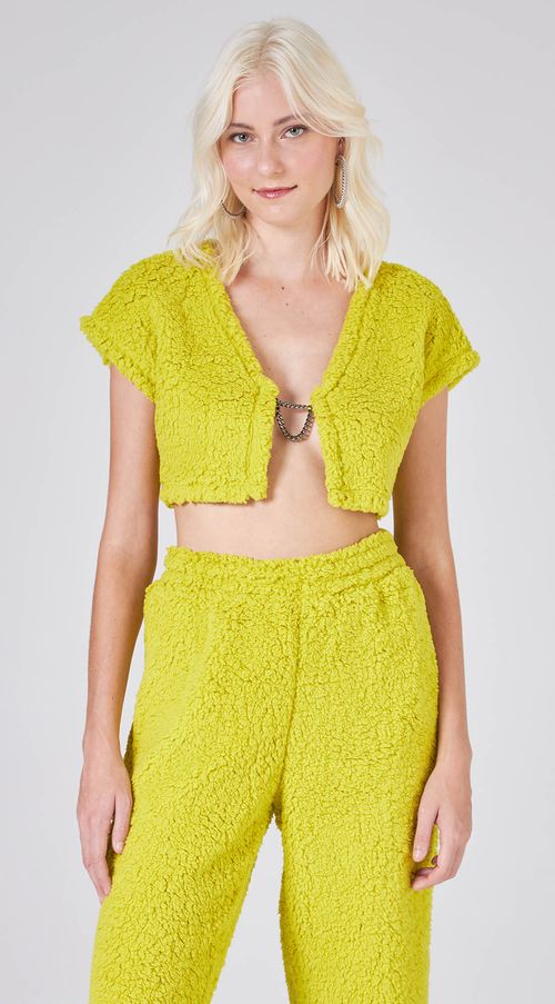 Blusa Zinco Decote V Cavada Detalhe Corrente Verde