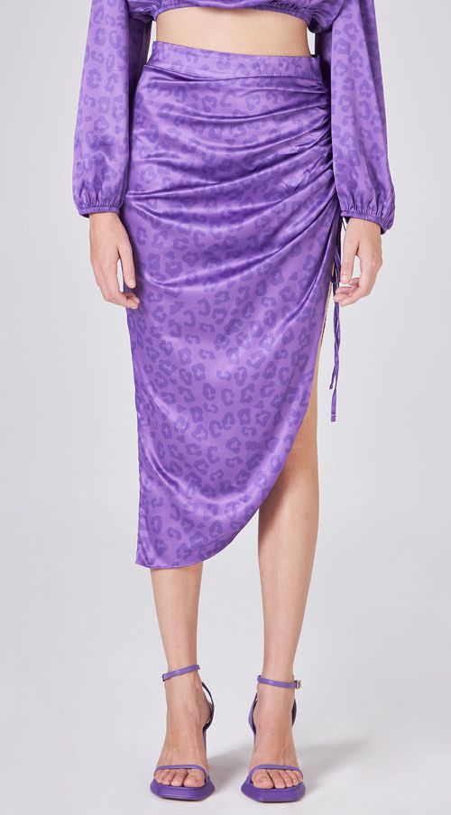 Saia Zinco Midi Justa Detalhe Lateral Roxo