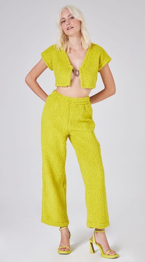 Calca Zinco Reta Cós Alto Detalhe Elástico Verde