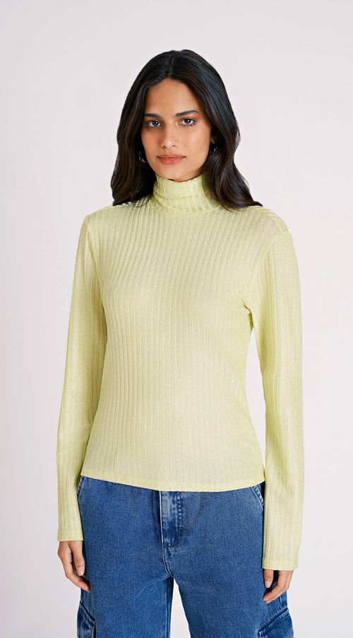 Blusa Zinco Gola Alta Manga Longa Básica Amarelo