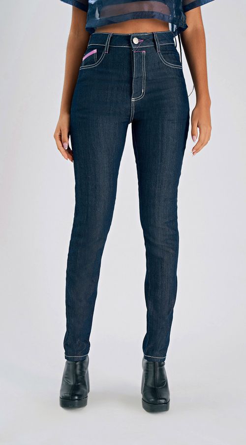 Calca Zinco Skinny Cós Alto Detalhe Linha Jeans