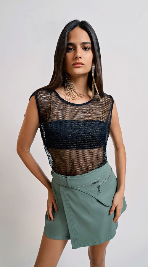 Regata Zinco Decote Redondo Com Top Preto