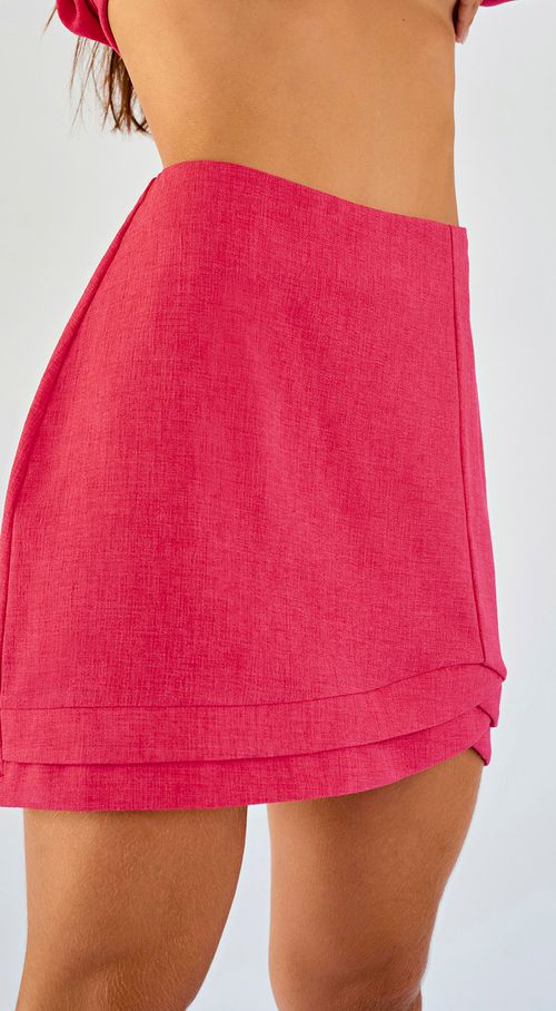Saia Zinco Curta Linha A Com Pregas Pink