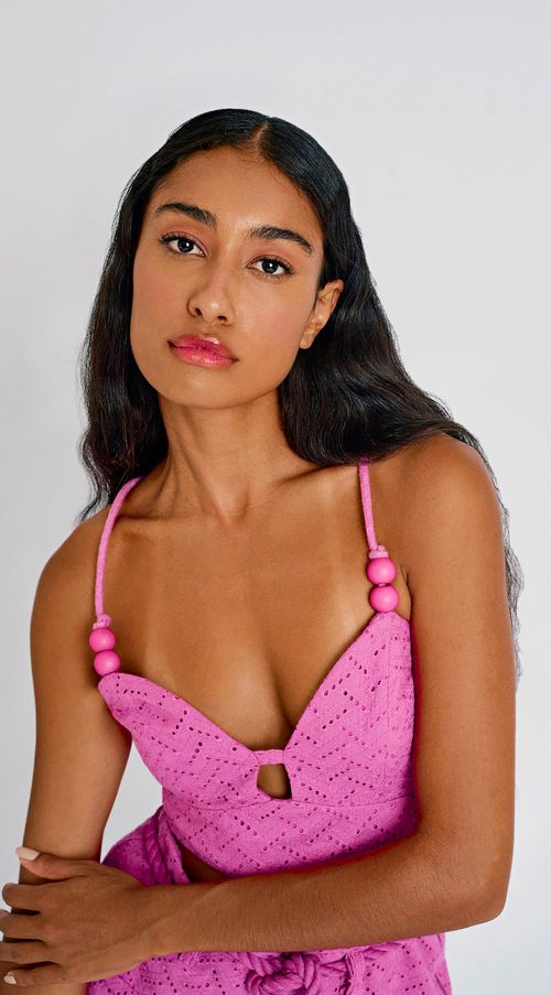 Top Zinco Justo Alça Com Lastex Pink