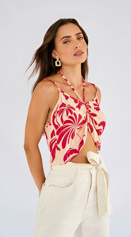 Blusa Zinco Decote V Cavada Com Franzido Pink
