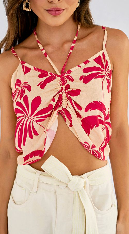 Blusa Zinco Decote V Cavada Com Franzido Pink