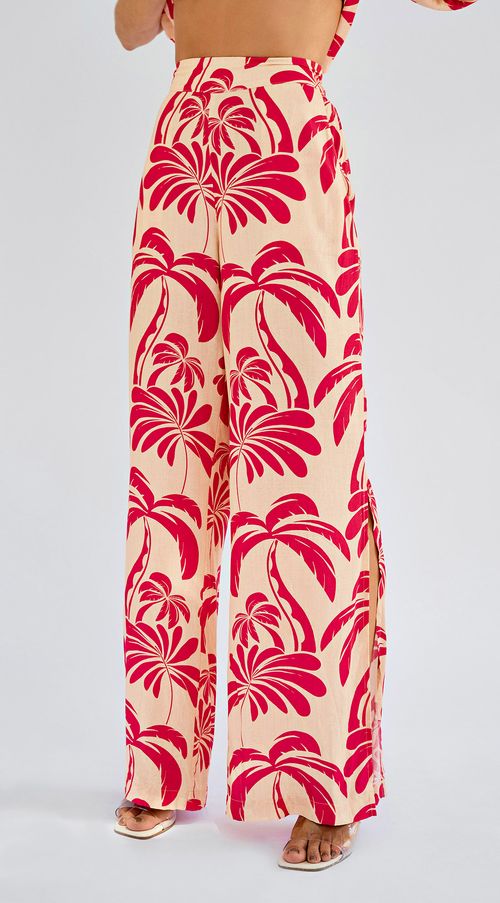 Calca Zinco Wide Leg Cós Alto Abertura Lateral Pink
