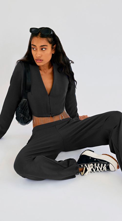 Blazer Zinco Detalhe Franja Preto