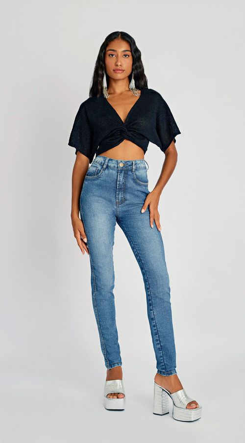 Calca Zinco Skinny Cós Alto Básica Jeans
