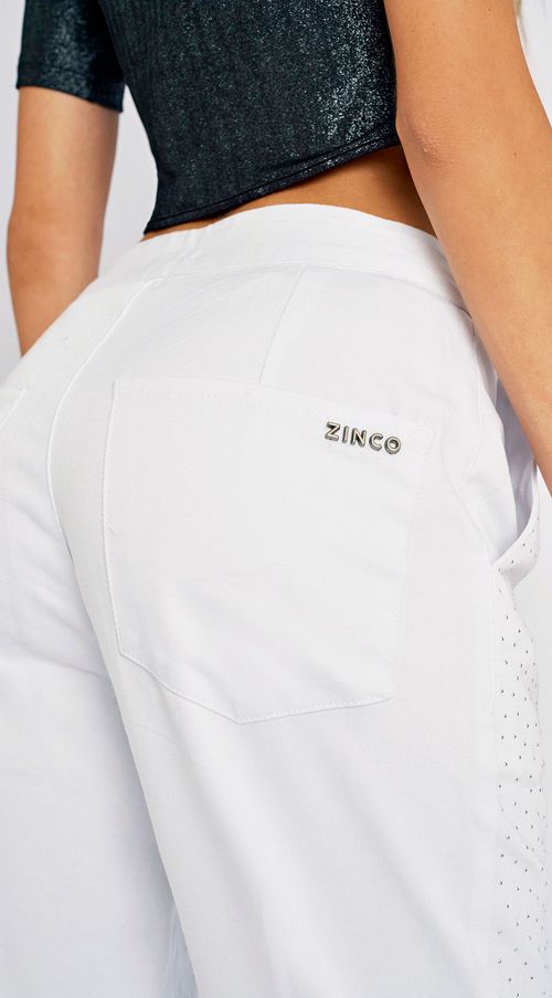 Calca Zinco Alfaiataria Cós Alto Detalhe Strass Branco