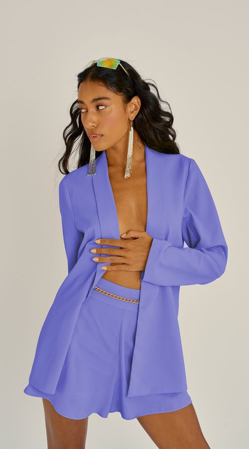 Shorts Zinco Evasê Com Corrente Lilas