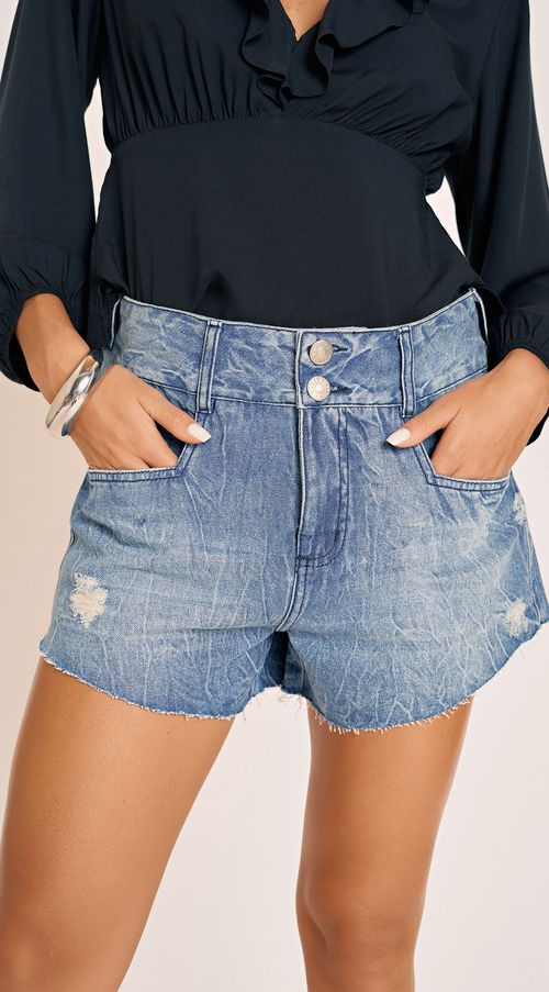 Shorts Zinco Five Pockets Barra Desfiada Jeans