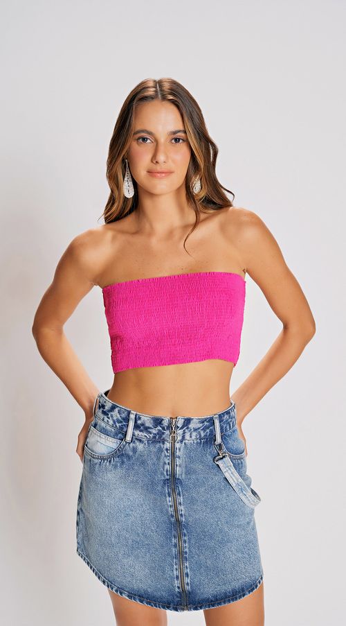 Saia Zinco Curta Five Pockets Com Recorte Jeans
