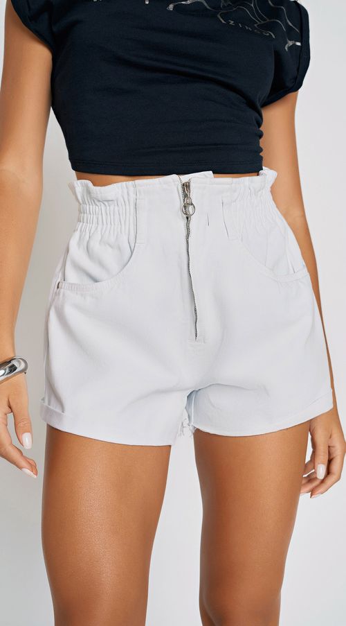 Shorts Zinco Clochard Detalhe Zíper Branco