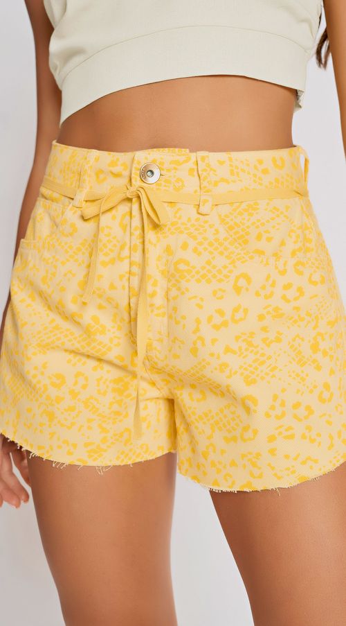 Shorts Zinco Five Pockets Com Cadarço Amarelo