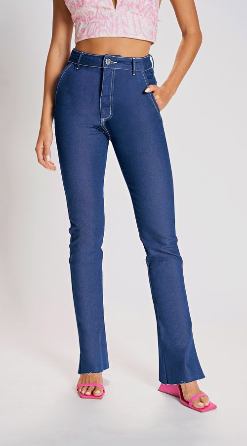 Calca Zinco Boot Cut Cós Alto Básica Jeans
