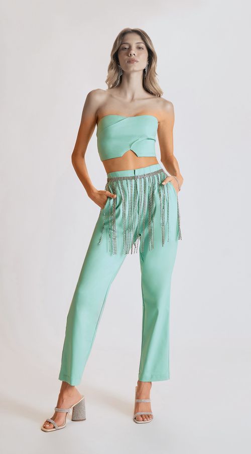 Calca Zinco Reta Cós Intermediário Bolso Faca Verde