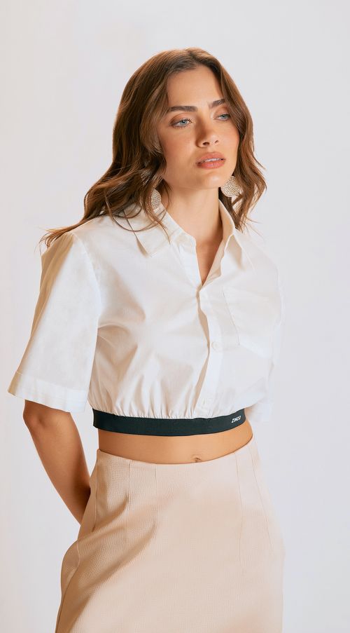 Camisa Zinco Manga Curta Com Botões Off White
