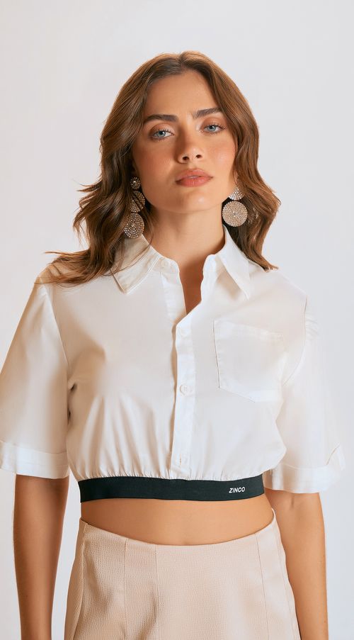 Camisa Zinco Manga Curta Com Botões Off White