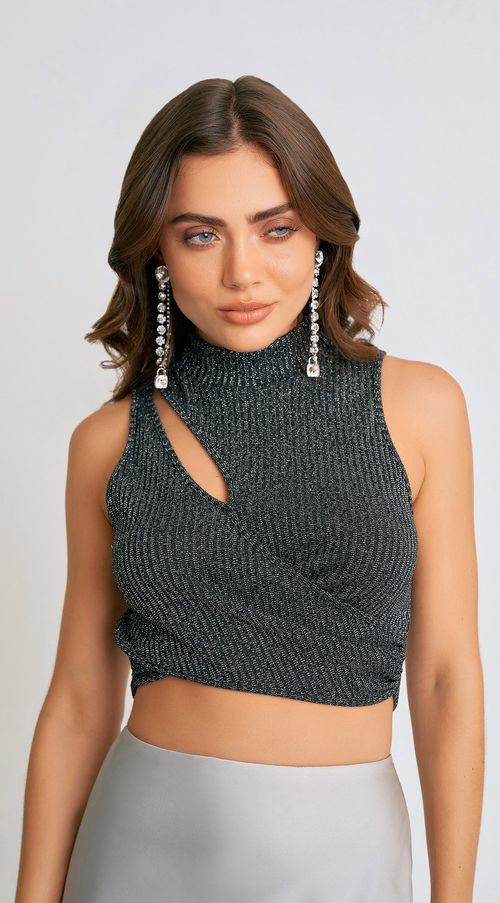 Regata Zinco Gola Alta Detalhe Frente Preto